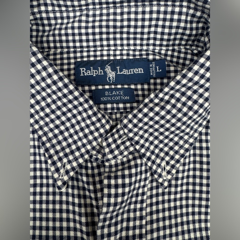 Ralph Lauren Blake Men's Large Black Check Cotton Pony Logo Long Sleeve Shirt